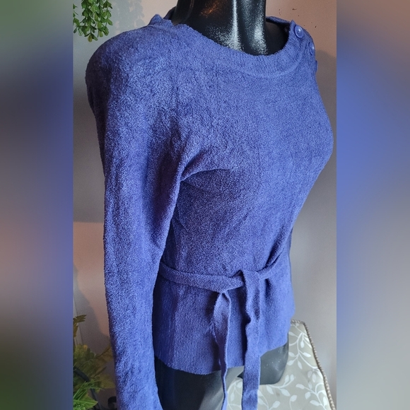Dalia Blue Sweater with Matching Fabric Belt S - Picture 3 of 8